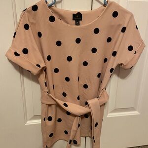 Polka Dot Blush Top with Belt